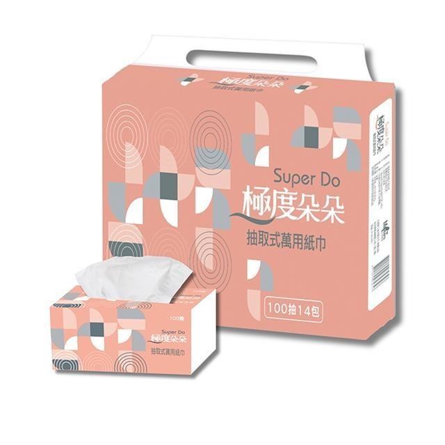Super Do極度朵朵 抽取式花紋萬用紙巾100抽14包6串/箱X2