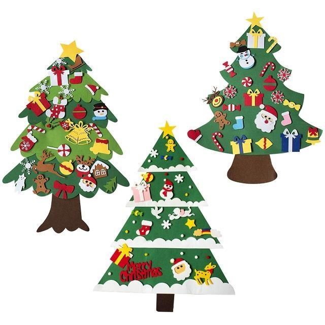 【藻土屋】兒童DIY毛氈布掛牆聖誕樹X3(不含燈泡)
