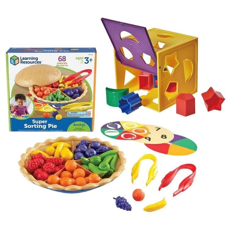 華森葳教玩具超值組-分類水果派(數學教具)+配對百寶箱(形狀配對)