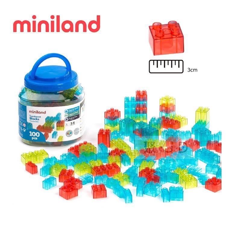 【西班牙Miniland】透光積木(100入) STEM玩教具 ML000198