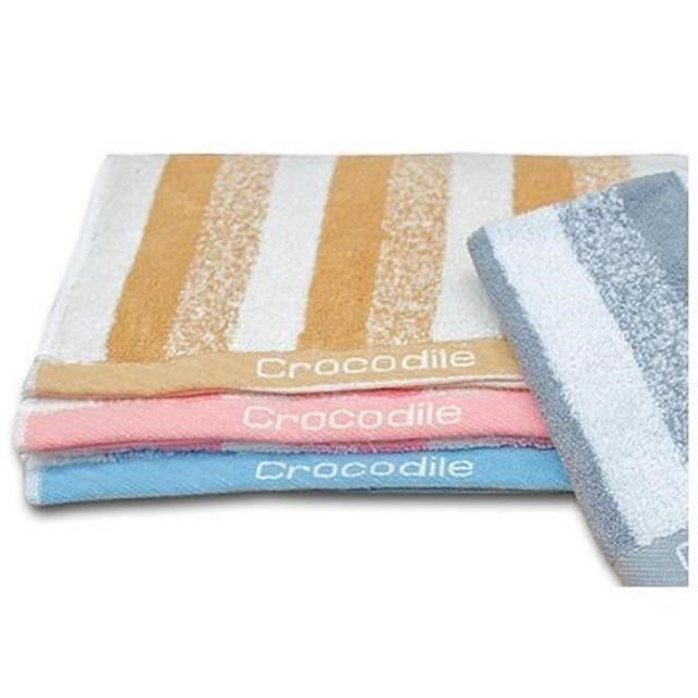 【CROCODILE 鱷魚牌】雙色直條紋螞蟻紗毛巾