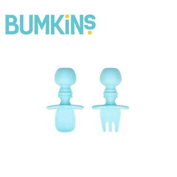 美國 Bumkins 矽膠湯叉組(水藍)