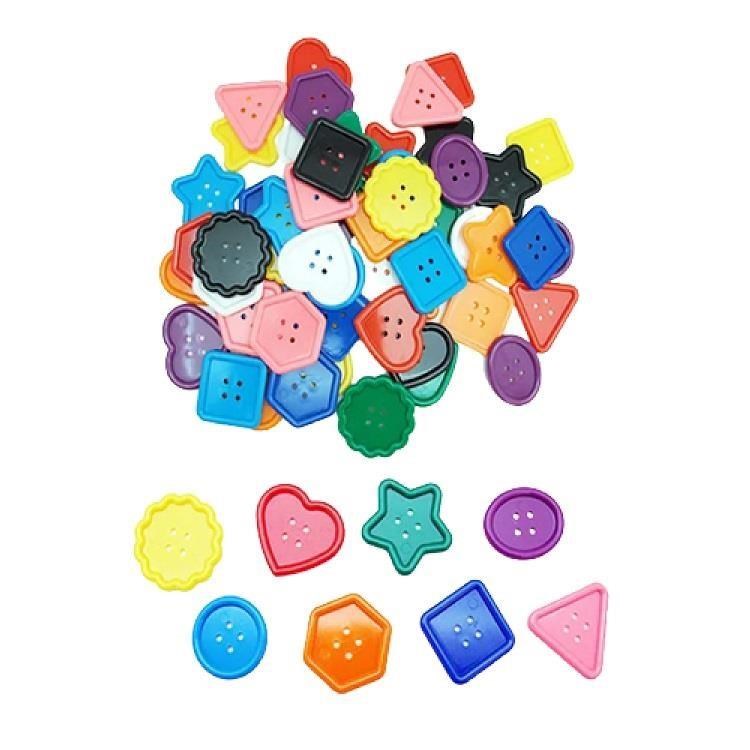 USL遊思樂臺製教具-創意建構積木-美勞大鈕釦(8形10色,90PCS) D3010A01