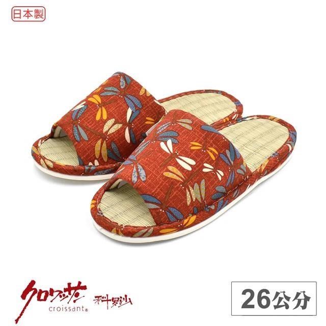 【Croissant 科羅沙】日本和風彩蜻蜓草拖 紅26CM