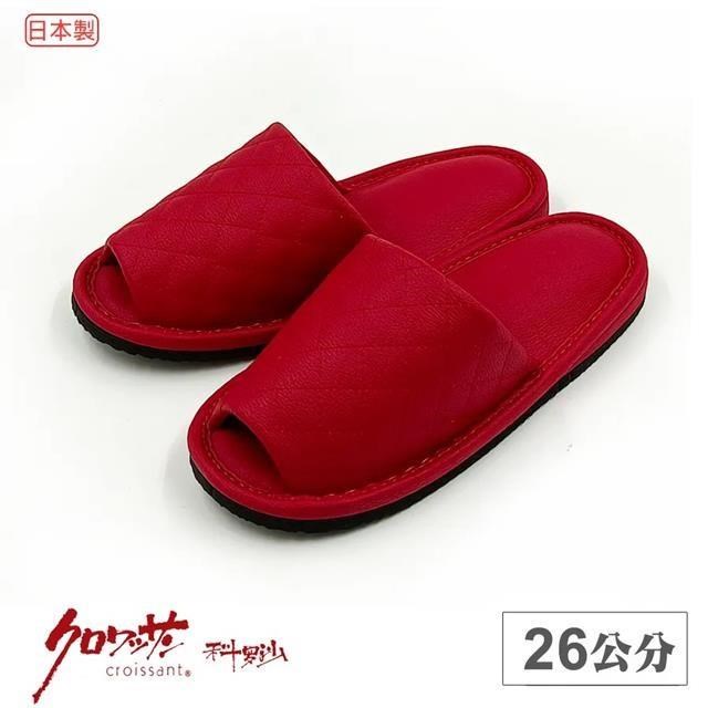 【Croissant 科羅沙】日本製素皮紋膠底拖鞋 紅26CM