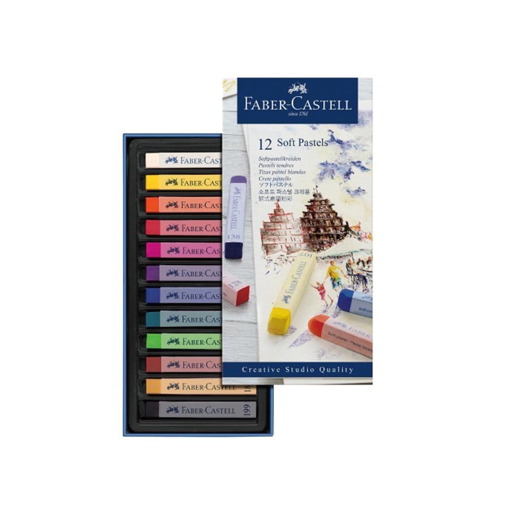 【Faber-Castell】輝柏 創意工坊軟性粉彩條 長型 12色 / 盒 128312