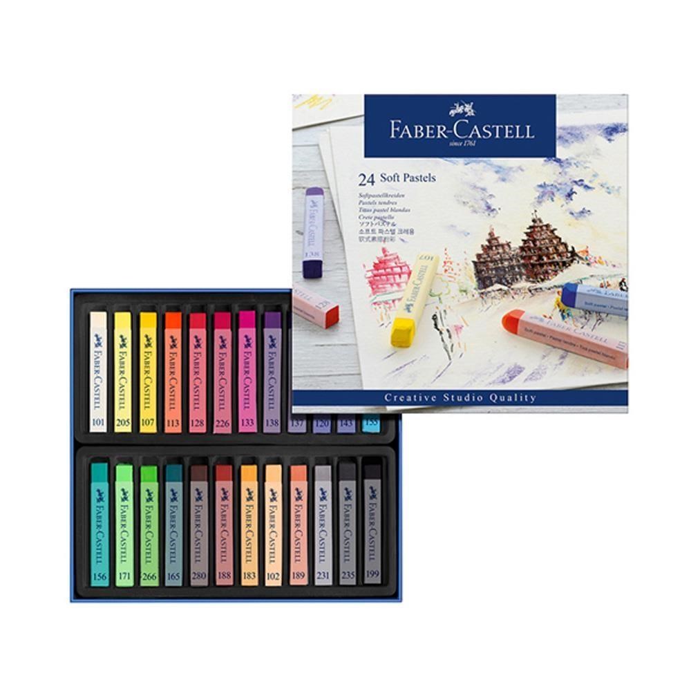 【Faber-Castell】輝柏 創意工坊軟性粉彩條 長型 24色 / 盒 128324