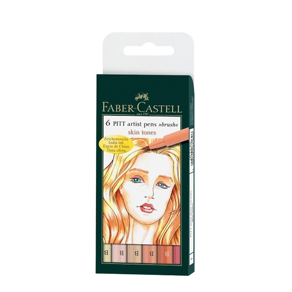 【Faber-Castell】輝柏 PITT藝術筆-軟毛筆頭 細芯 皮膚色系 6支入/盒 167162