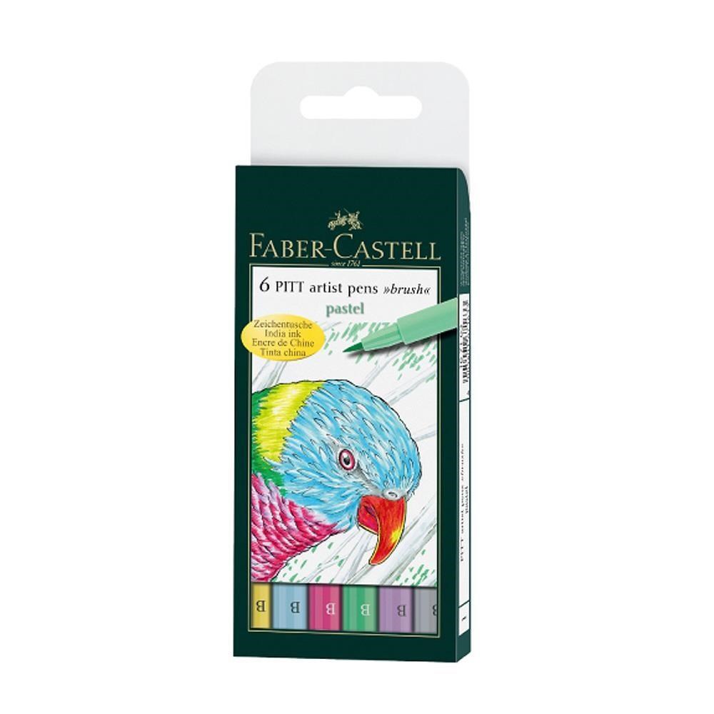 【Faber-Castell】輝柏 PITT藝術筆-軟毛筆頭 細芯 粉彩色系 6支入/盒 167163