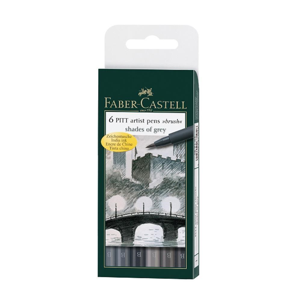 【Faber-Castell】輝柏 PITT藝術筆-軟毛筆頭 細芯 冷灰色系 6支入/盒 167104