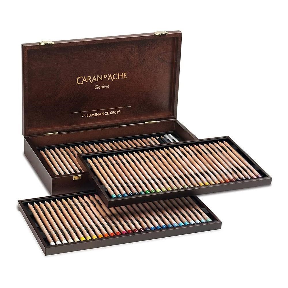 CARAN d'ACHE 瑞士卡達 LUMINANCE 極致專家級油性色鉛 76色木盒/盒 6901.476