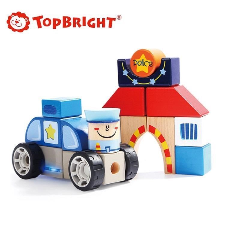 【芬蘭 Top Bright】有聲積木-警車(木製玩具)