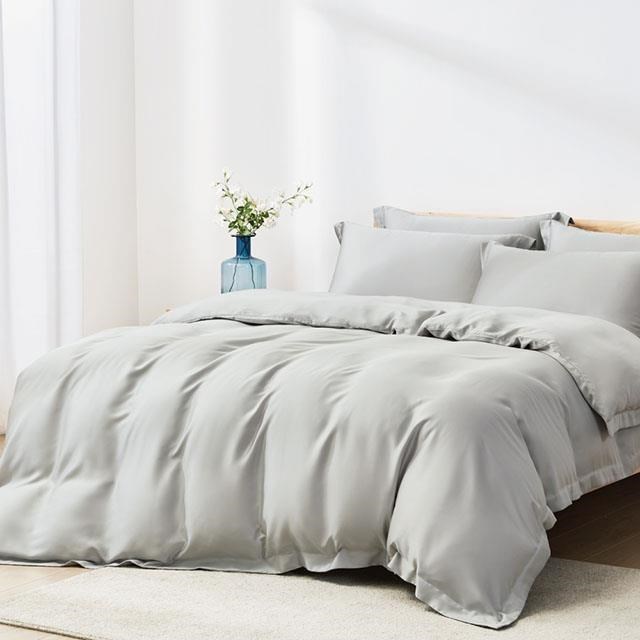 素色60支天絲100%萊賽爾兩用被床包枕套四件組 / 流光銀 (3.5X6.2尺)