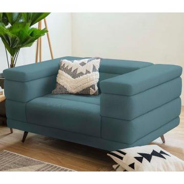hoi! 可調整頭枕雙扶手單人布沙發-藍綠色 (不含腳凳)
