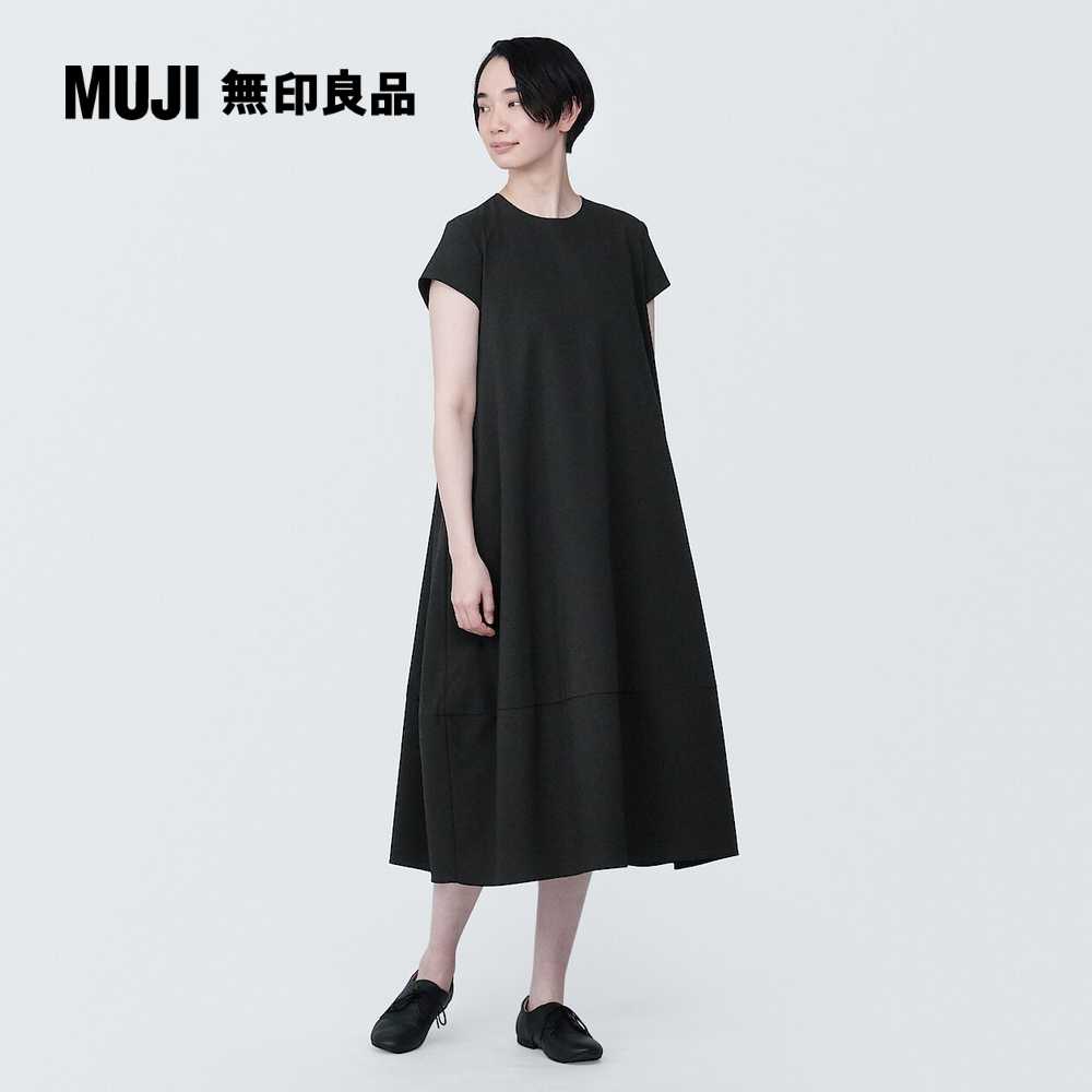 女透氣彈性泡泡紗法式袖洋裝【MUJI 無印良品】
