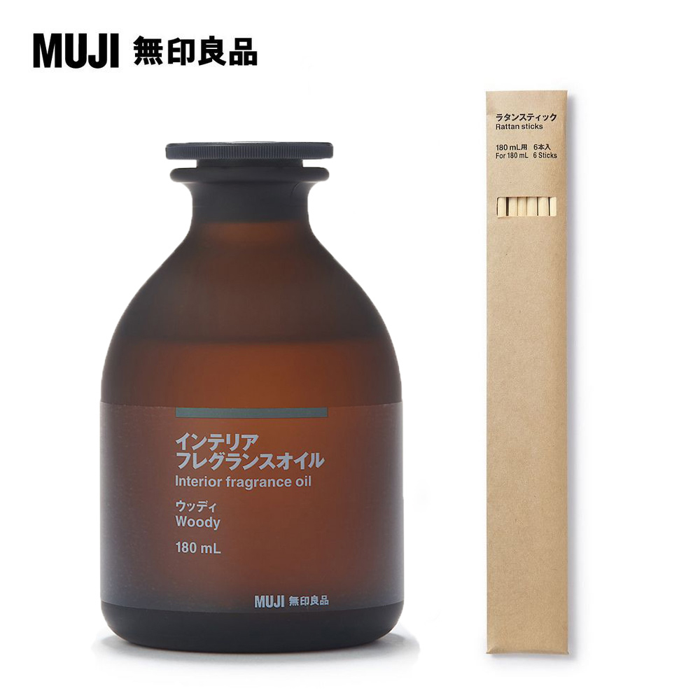 【MUJI 無印良品】空間芬香油/180ml.木質+專用藤枝6入