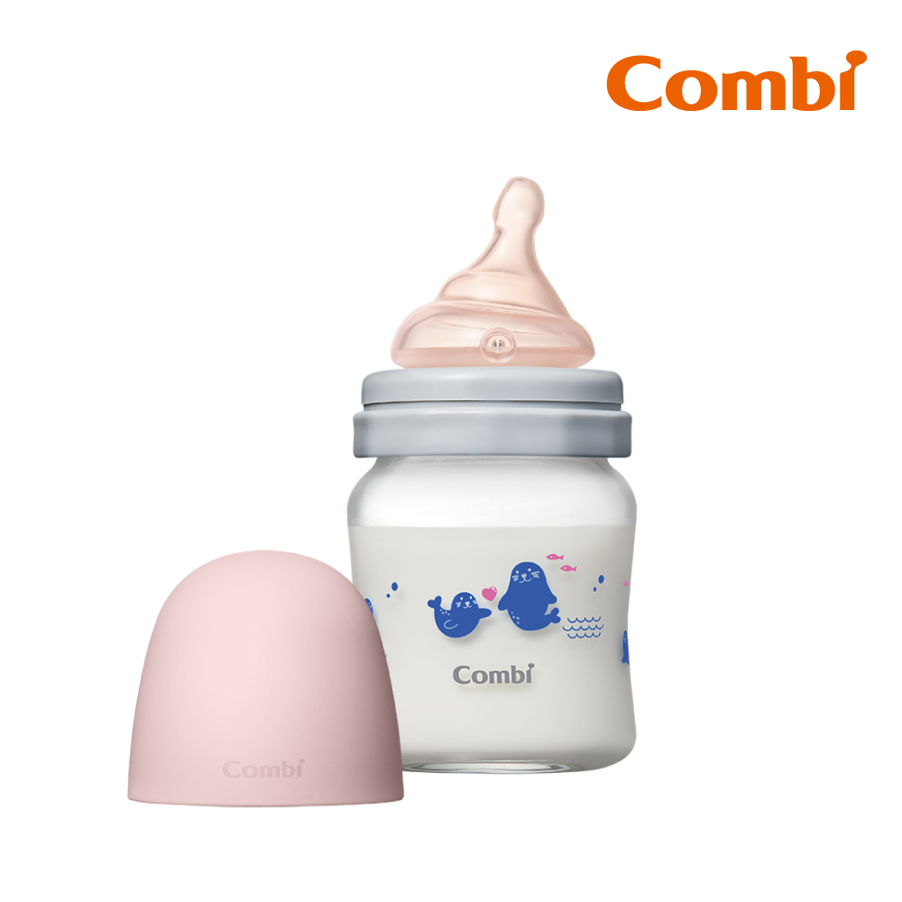 Combi 真實含乳寬口玻璃奶瓶 120ml 粉
