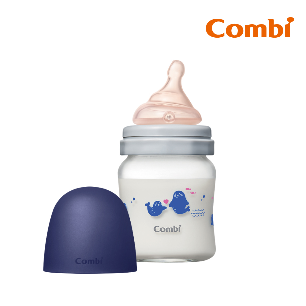 Combi 真實含乳寬口玻璃奶瓶 120ml 藍