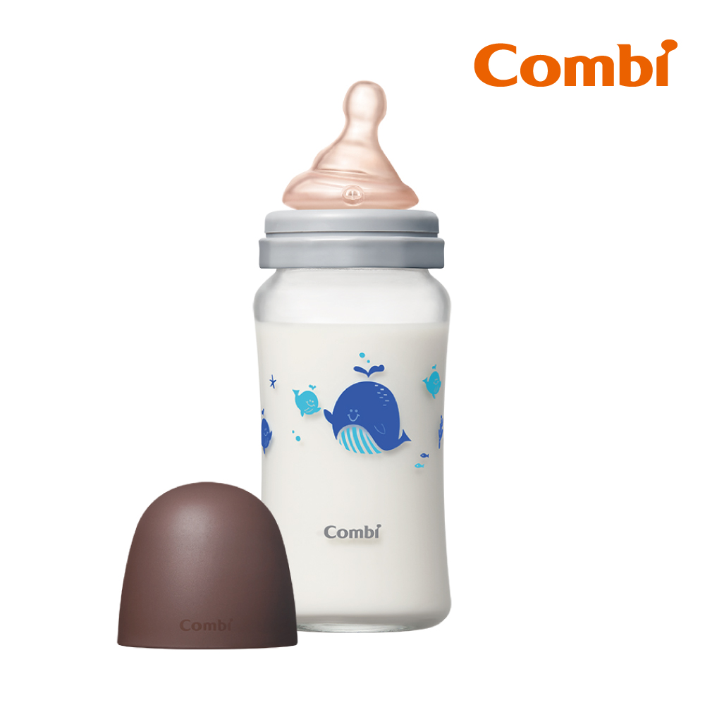 Combi 真實含乳寬口玻璃奶瓶 240ml 棕