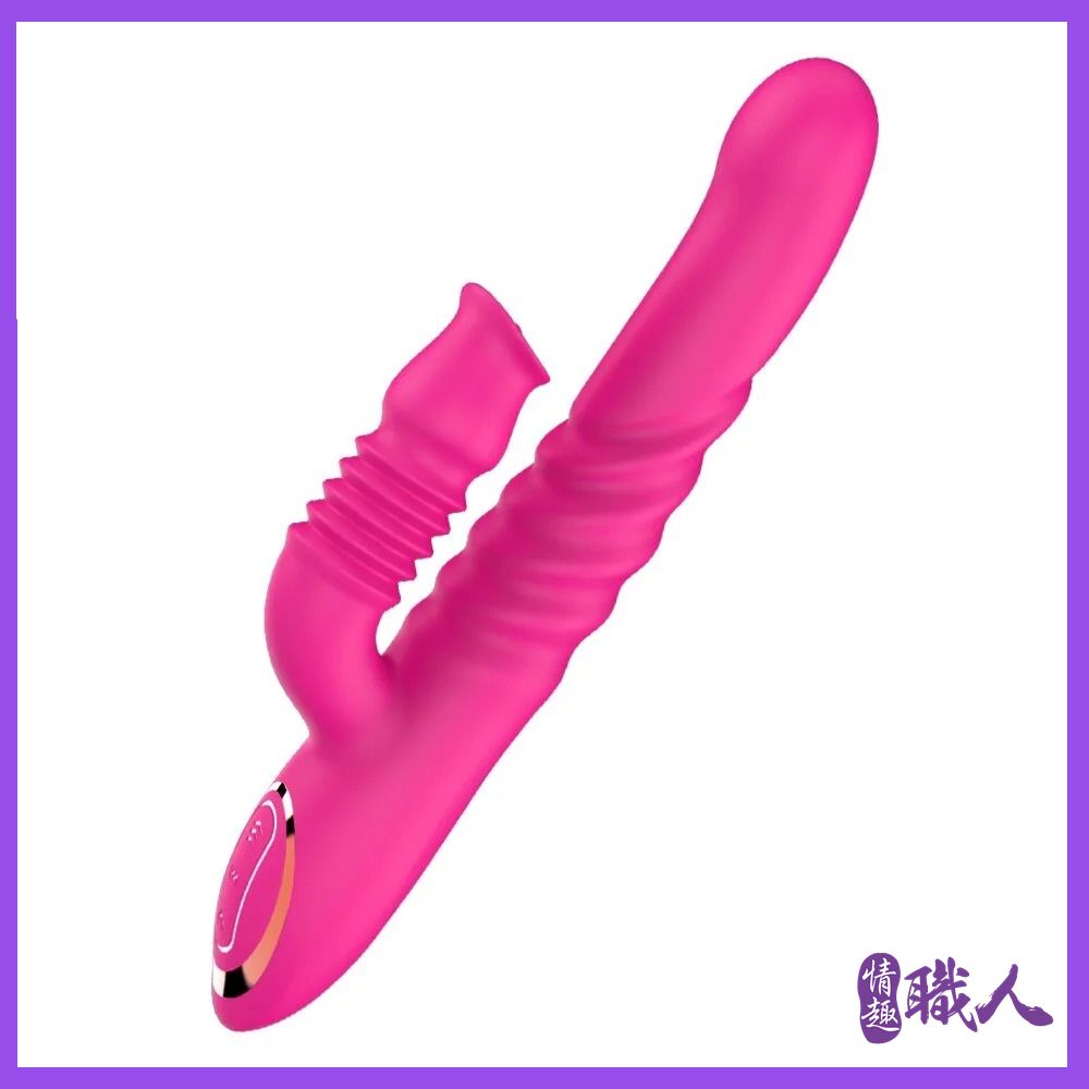 Dibe-雙龍戲水 7段變頻雙伸縮靈舌震動加溫矽膠按摩棒 女用自慰器 情趣用品