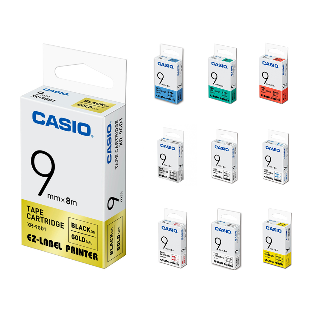 【CASIO 】標籤機專用色帶-9mm-共10色-團購組合(10入組)(XR-9mm系列)