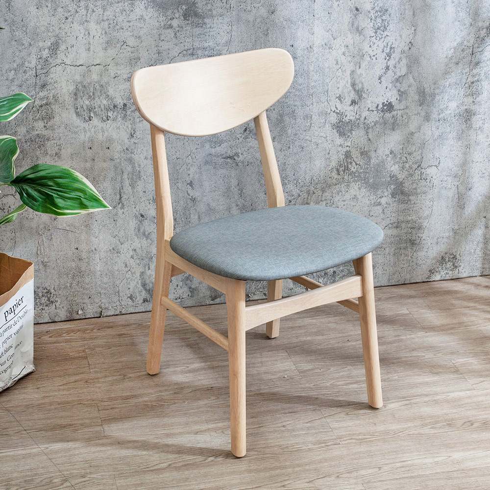 Boden-斯伯灰色布紋皮革實木餐椅/單椅-鄉村木紋色
