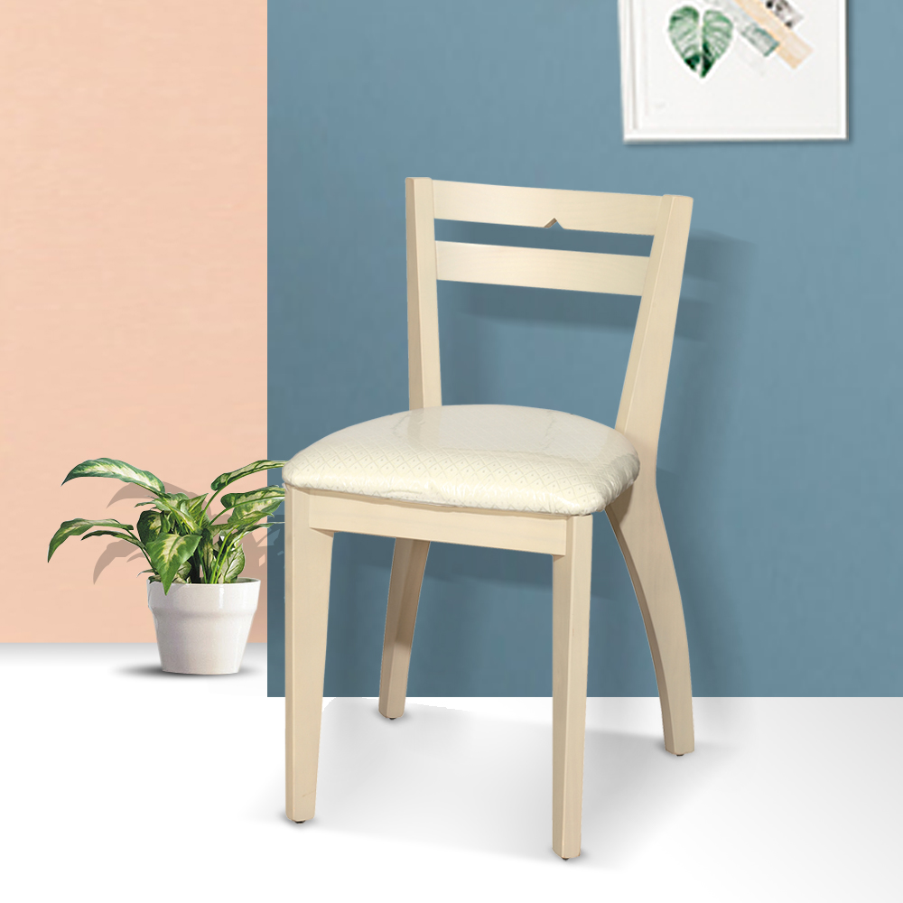 多多靠背四腳實木化妝椅-單椅-4色可選擇