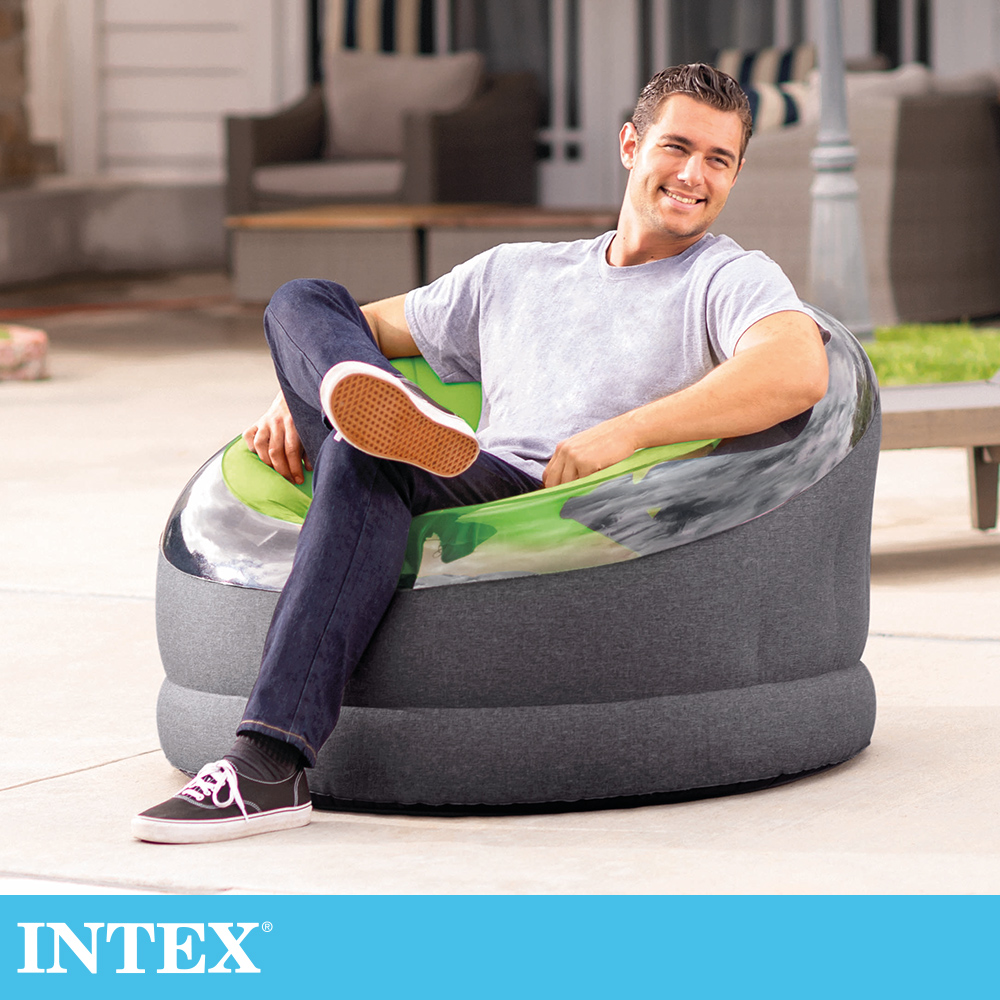 INTEX 帝國星球椅單寧款/充氣沙發/懶骨頭-檸檬綠(66581NP)
