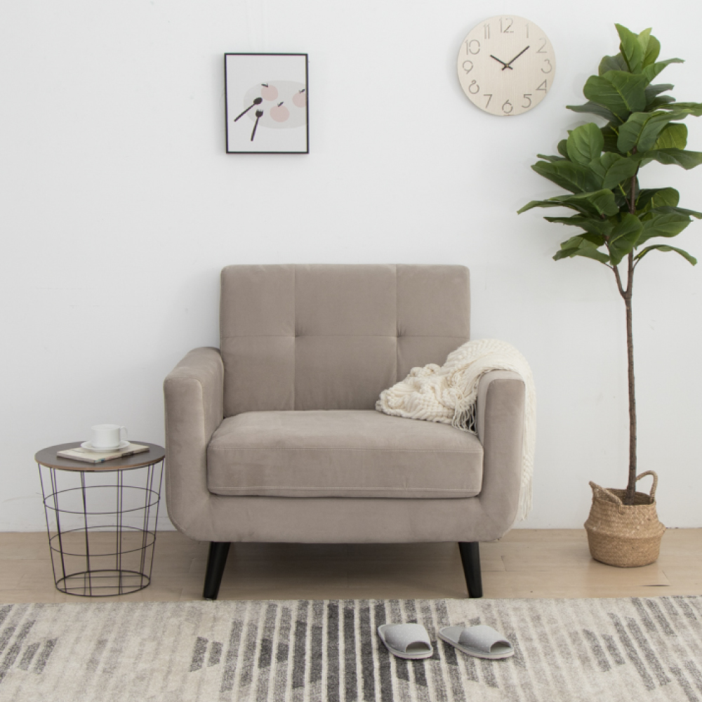 IDEA-簡約風短絨布鬆軟單人座沙發