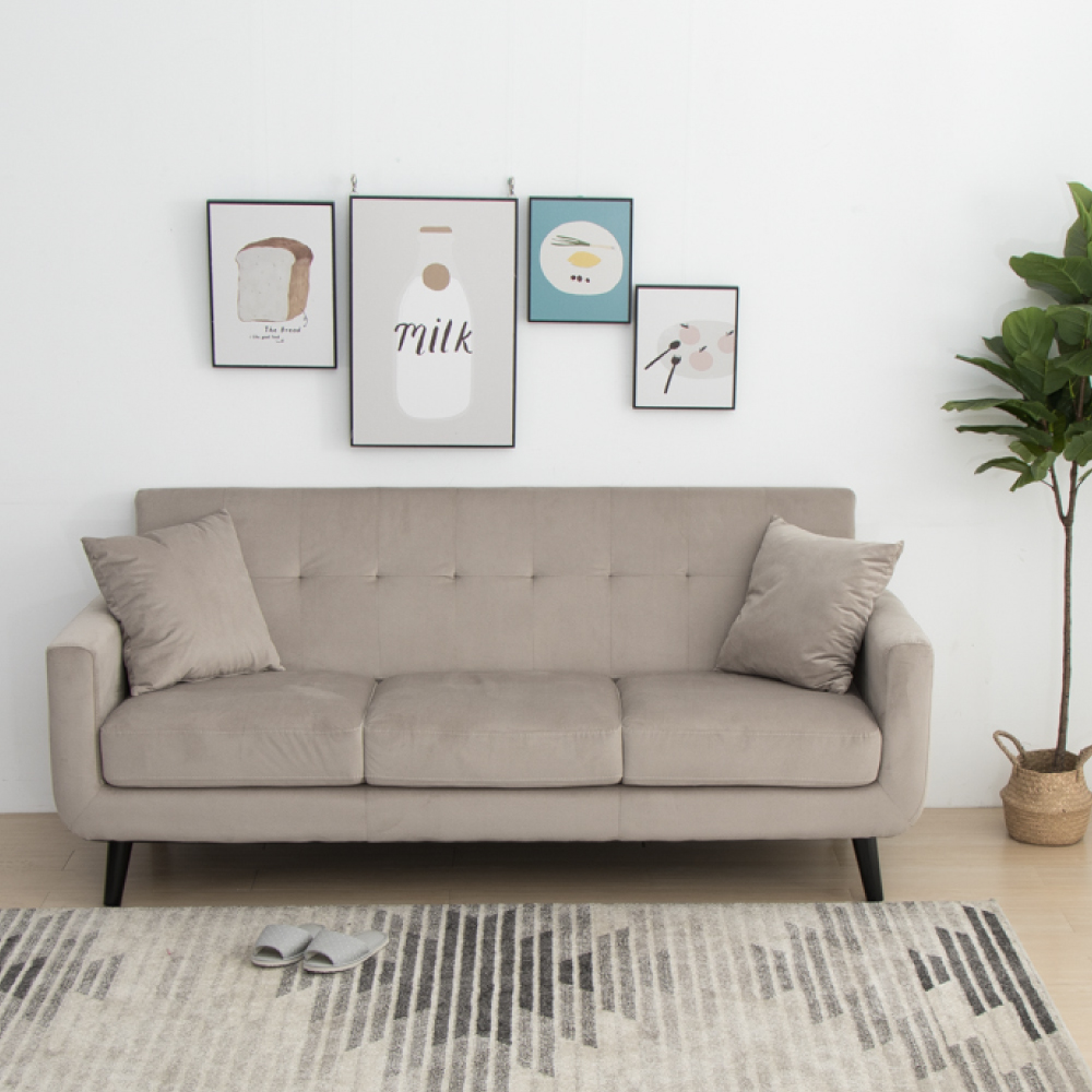 IDEA-簡約風短絨布鬆軟三人座沙發