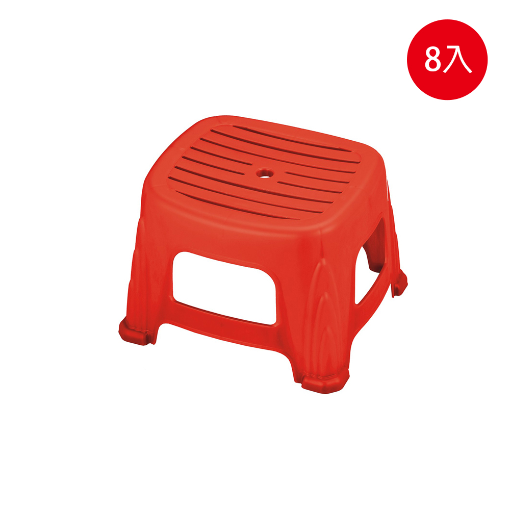 ONE 生活 樂童四角塑膠椅(八入組) 紅/白/咖啡 三色