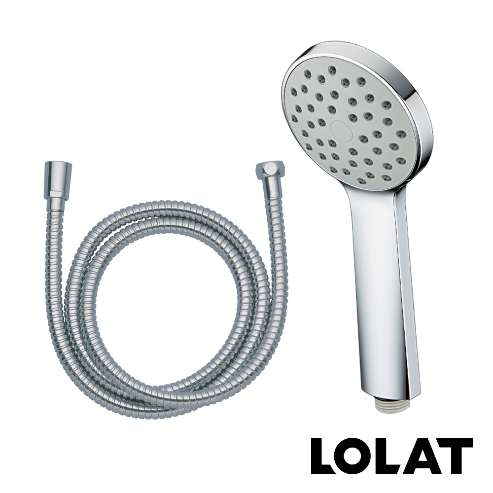 【LOLAT】包套淨強單段蓮蓬頭鉻色＆軟管組(HS133CP＋OS230軟管)