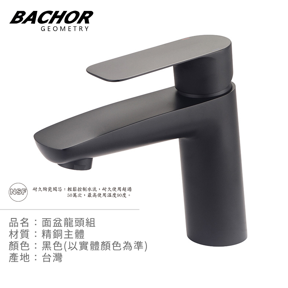 BACHOR 工業風單槍面盆龍頭(霧黑)-無安裝