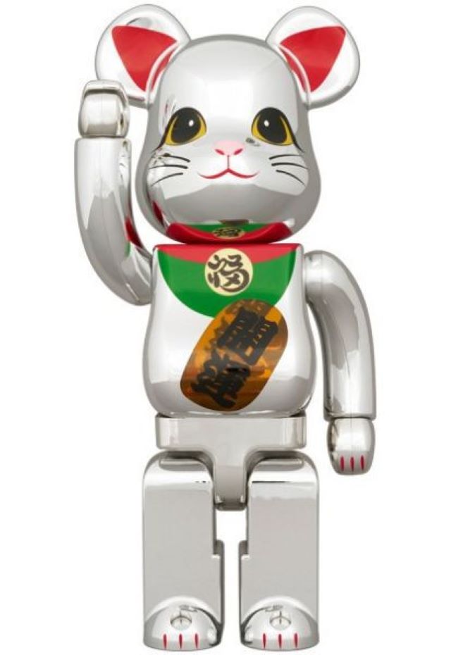BE@RBRICK 電鍍招財貓 開運發光 銀 400％