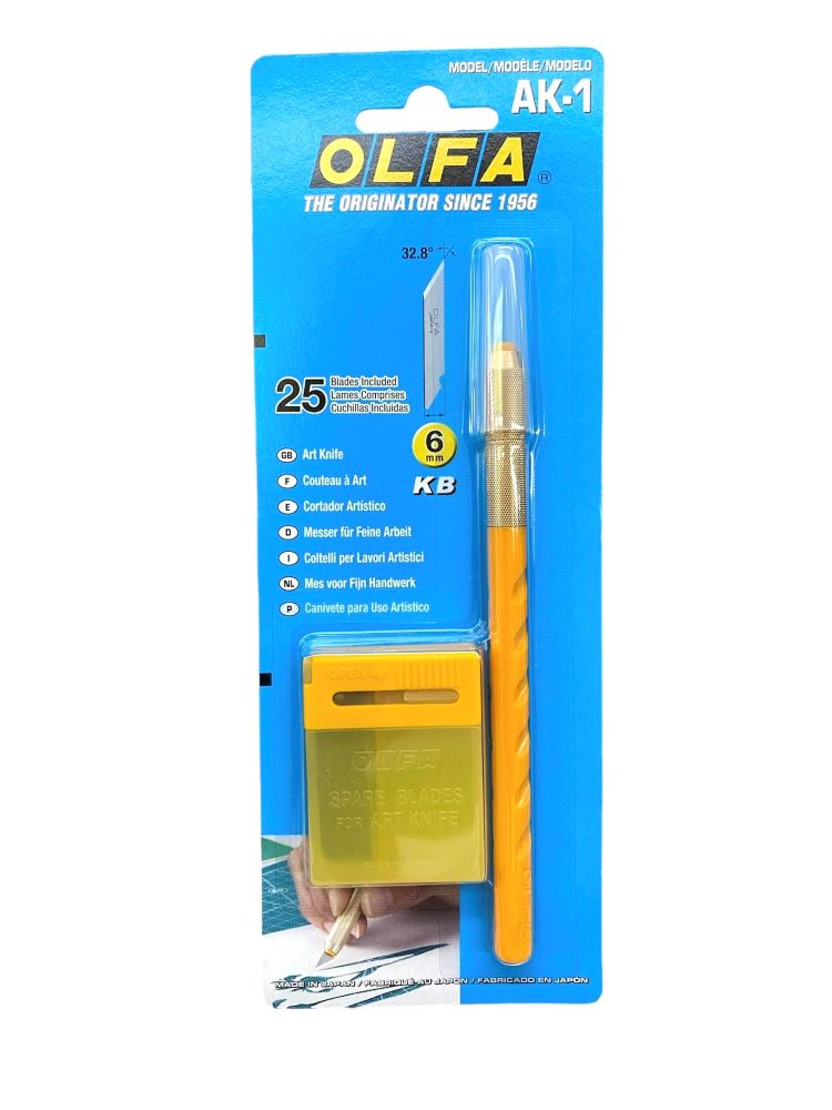 日本OLFA筆刀AK-1(附替刃25片)專業型筆刀/雕刻筆刀/模型公仔刻線工具
