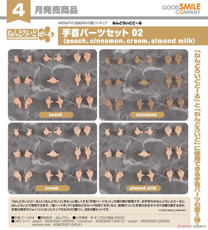 代理版 GSC 黏土娃 手掌零件套組 02 Hand Parts Set（cinnamon）