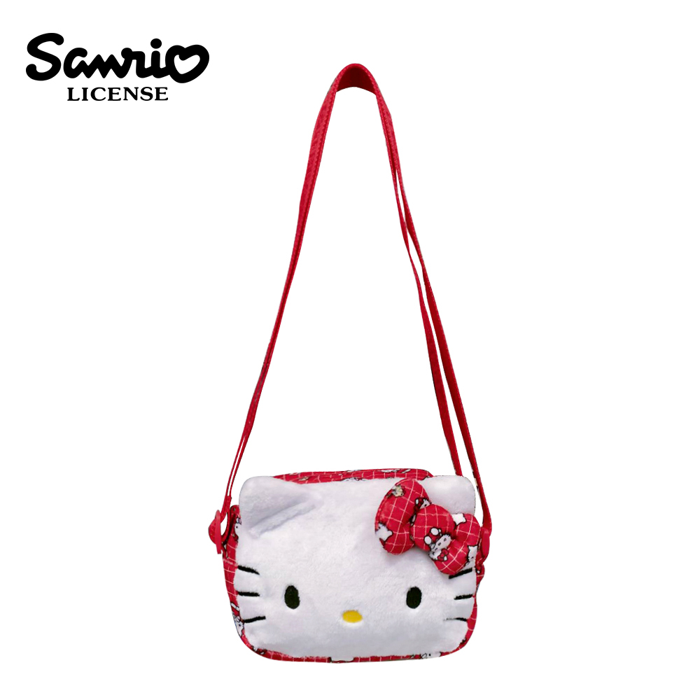 【日本正版】凱蒂貓 造型側揹包 斜揹包 側揹包 絨毛側揹包 三麗鷗 SANRIO - 155358