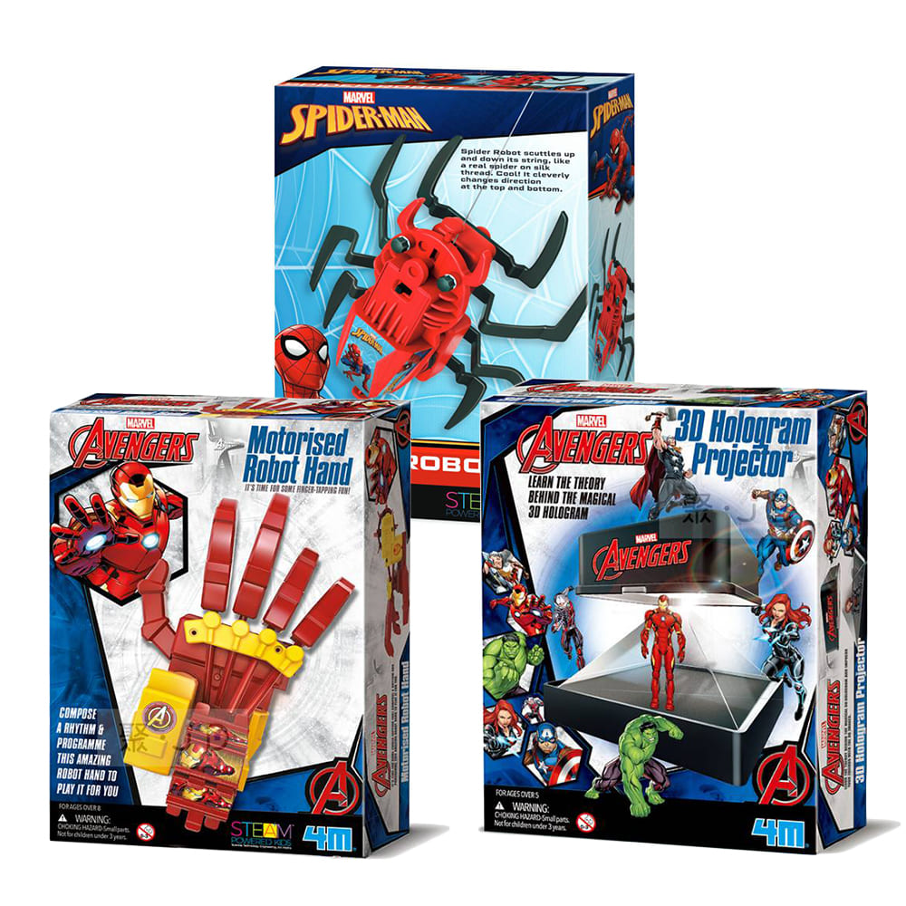 【4M迪士尼】蜘蛛人機械蜘蛛+復仇者聯盟鋼鐵人機械手掌+復仇者聯盟3D影像遊戲