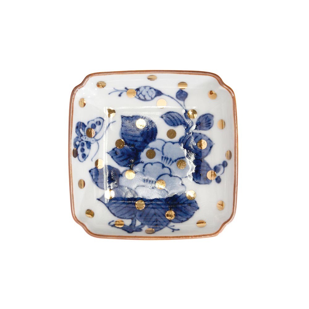 【WUZ屋子】日本 amabro MAME 豆皿-牡丹蝶文角皿