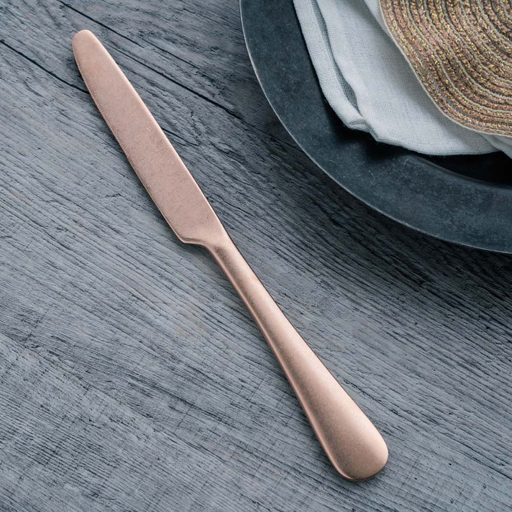 【WUZ屋子】日本 AOYOSHI 青芳製作所 古英式粉金不銹鋼餐刀