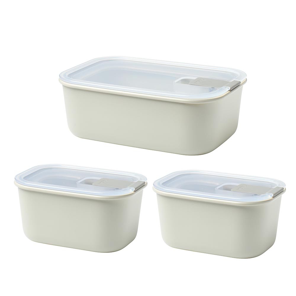 【WUZ屋子】荷蘭 Mepal EasyClip 輕巧蓋密封保鮮盒三件組(450ml+450ml+1L)-白