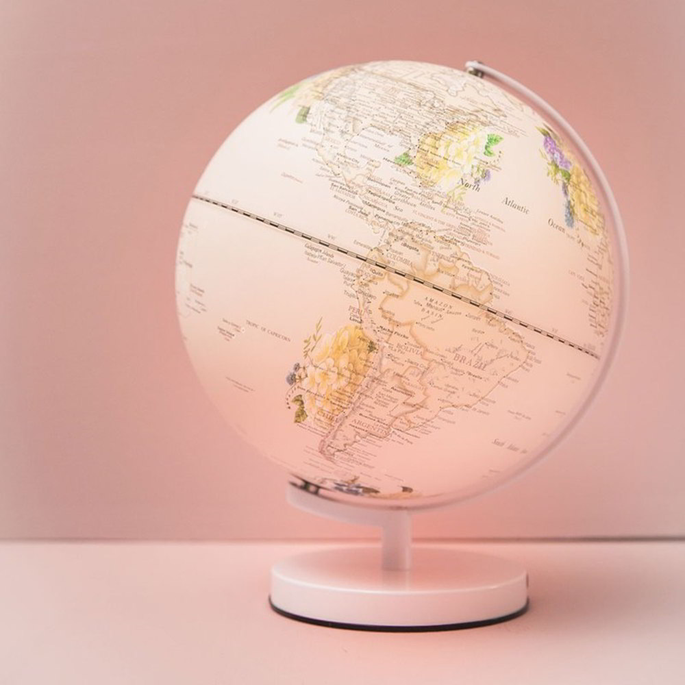 【WUZ屋子】Skyglobe 12吋粉紅繡球花三段觸碰式地球儀(英文版)