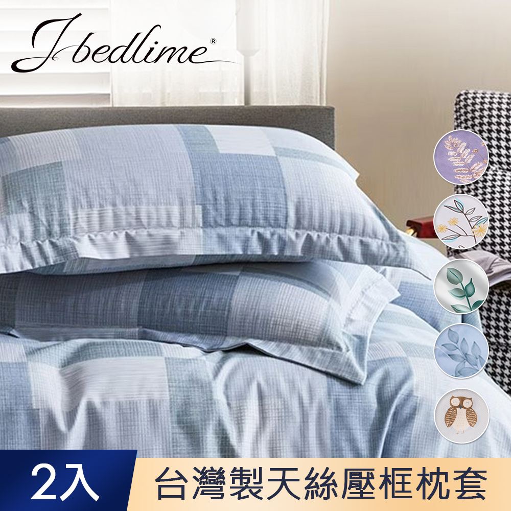 J-bedtime 台灣製萊賽爾天絲枕套2入(歐式邊框舖棉款)-多款可選