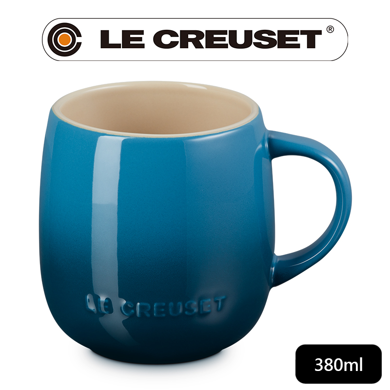 LE CREUSET-瓷器蛋蛋馬克杯380ml (湖水藍)