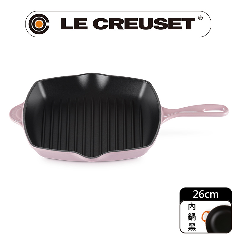LE CREUSET-琺瑯鑄鐵鍋單柄方烤盤26cm (雪紡粉)