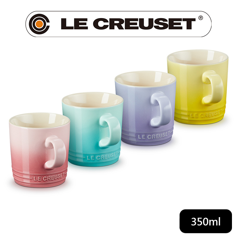 LE CREUSET-瓷器英式馬克杯組350ml - 4入 (櫻花粉/薄荷綠/粉彩紫/閃亮黃)