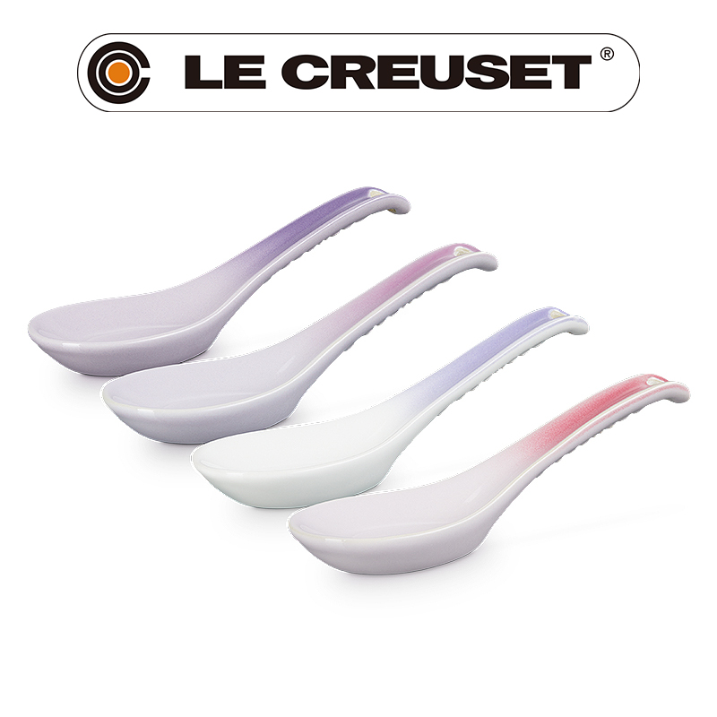 LE CREUSET-復古調色盤系列瓷器中式湯匙組 4入 (藍鈴紫/卡特蘭/淡粉紫/綻放粉)