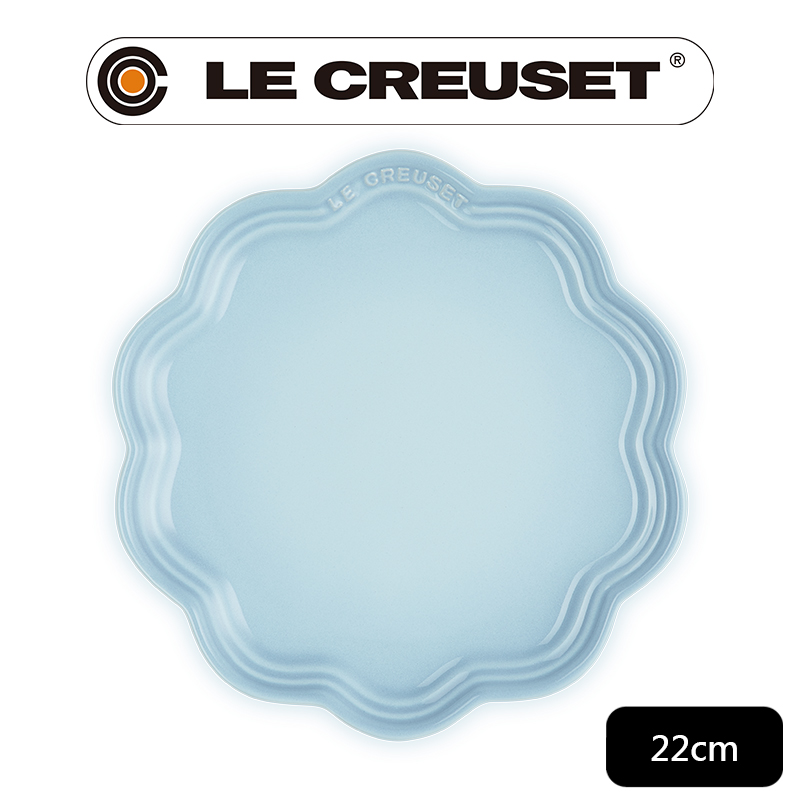 LE CREUSET-瓷器蕾絲花邊盤 22cm (淡海岸藍)