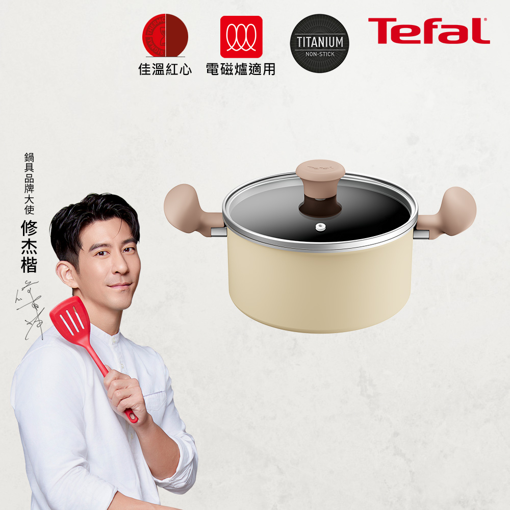 Tefal法國特福 Daisy系列24CM不沾雙耳湯鍋-加蓋(電磁爐適用)