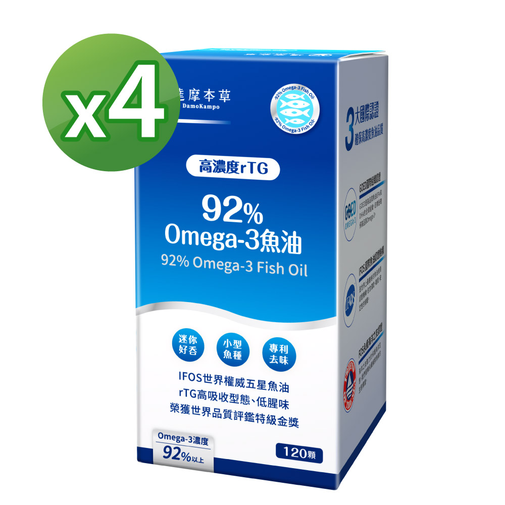 【達摩本草】92% Omega-3 rTG高濃度EXx4 (120顆/盒)